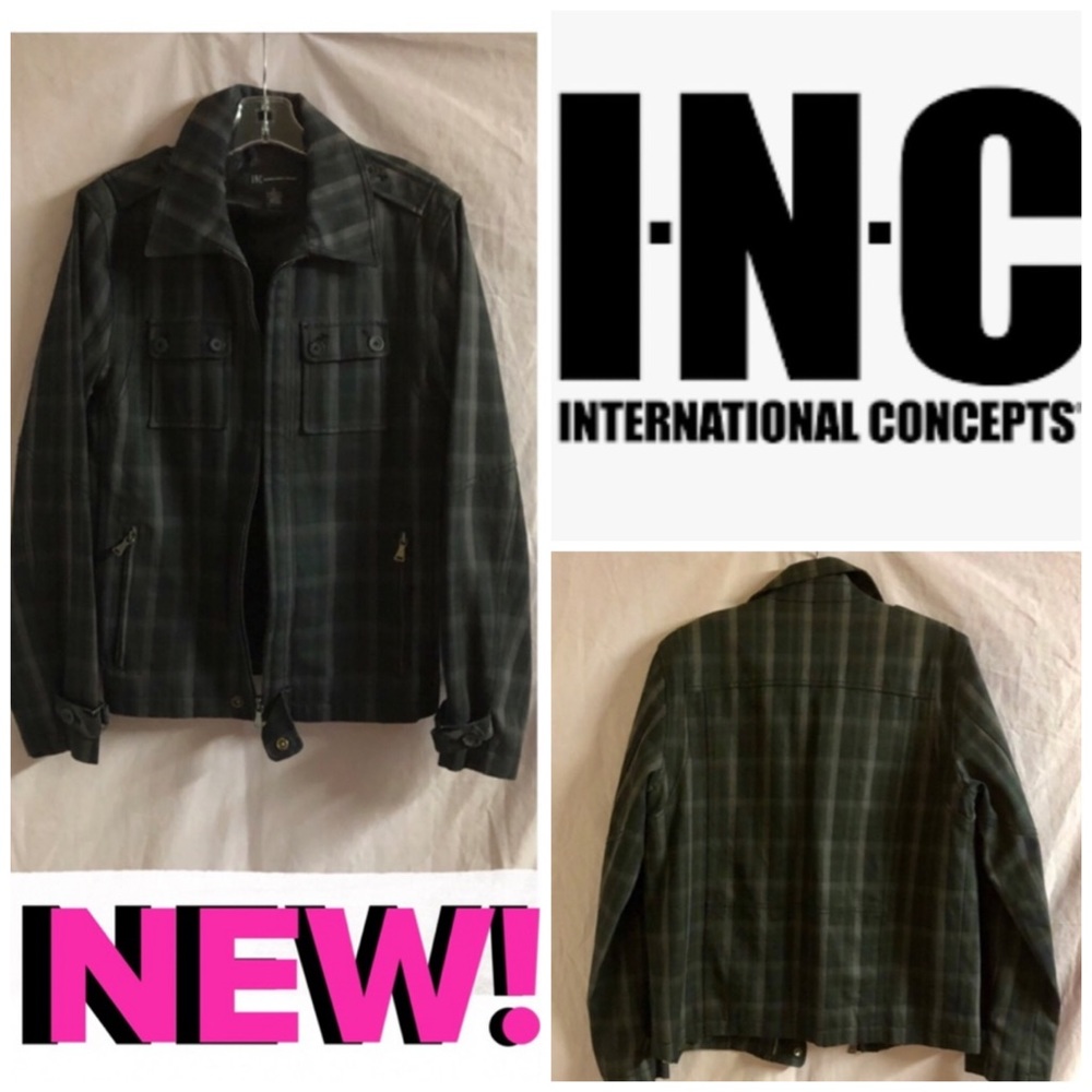 NEW! INC PLAID UTILITY JACKET